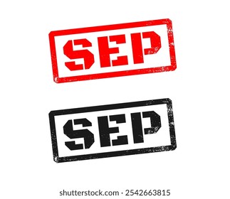 SEP stamp. Abbreviation of september, grunge seal set.