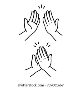 Sep of two hands clapping in high five gesture. Simple cartoon style vector illustration. 