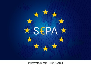 SEPA - Single Euro Payments Area. Vector illustration. Flag of Europe Union- EU