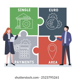 SEPA - Single Euro Payments Area acronym. business concept background. vector illustration concept with keywords and icons. lettering illustration with icons for web banner, flyer, landing