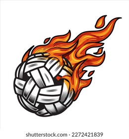 bola de takraw de sepak en la ilustración del vector de incendios. 