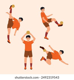 Sepak takraw set Ilustración vectorial de colección