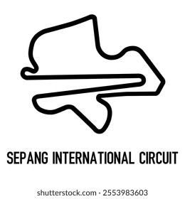 Sepang International Circuit Vector. Circuit Race Track Illustration with Editable Stroke. Stock Vector.