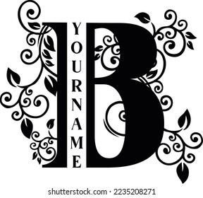 Separate B Letter Sublimation Vector design file, for mug, t-shirt, Flower vase, pillow case