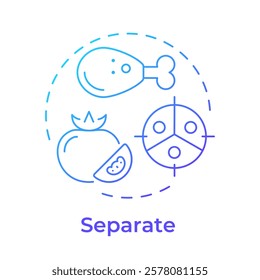 Separate blue gradient concept icon. Food management, portion control. Nutrition, diet. Round shape line illustration. Abstract idea. Graphic design. Easy to use in infographic, presentation