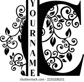 Separate C Letter Sublimation Vector design file, for mug, t-shirt, Flower vase, pillow case