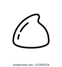 Separate chocolate chip icon. Linear logo of baking chocolate drops. Black simple illustration of ingredient for cooking dessert, sweets. Contour isolated vector on white background. Cocoa food
