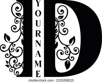 Separate D Letter Sublimation Vector design file, for mug, t-shirt, Flower vase, pillow case