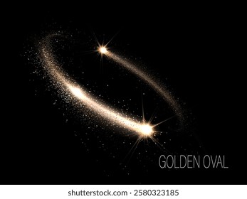A separate design element, a golden oval with a bright flash.