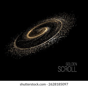 Um elemento de design separado, um grande redemoinho dourado de tinsel fino