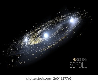 A separate design element, a sparkling, magnificent golden swirl of tinsel