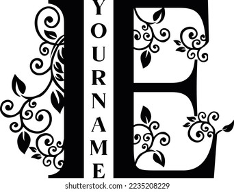 Separate E Letter Sublimation Vector design file, for mug, t-shirt, Flower vase, pillow case