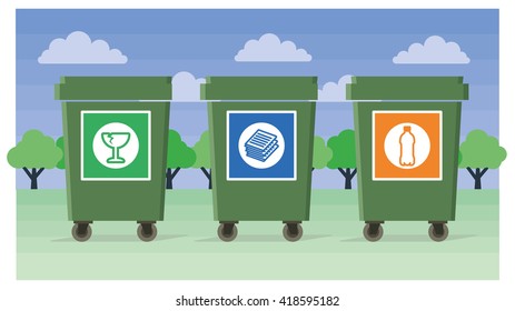 separate eco-friendly waste bins