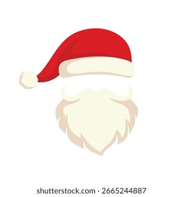 A separate element: a Christmas hat and a beard of Santa Claus. Vector work, scalable without loss of quality.