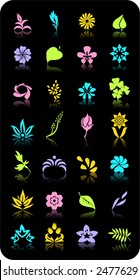 Separate flowers and leaves. Realistic and fantasy. These vectorial objects are ideally suitable for your design.