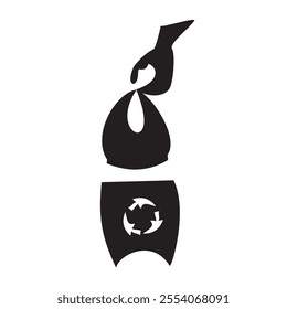 Separate garbage collection icon. Secondary raw materials plastic