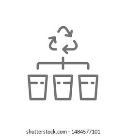 Separate garbage collection, waste sorting line icon.