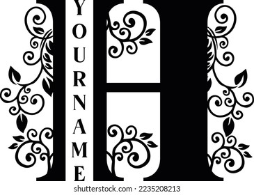 Separate H Letter Sublimation Vector design file, for mug, t-shirt, Flower vase, pillow case