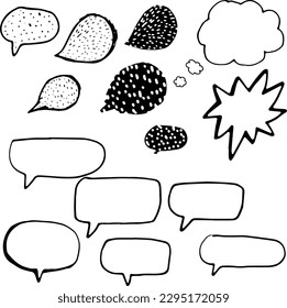Doodles separados dibujados a mano en blanco y negro.