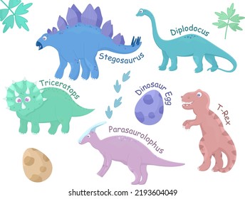Separate images of different types of dinosaurs