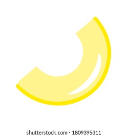 Separate isolated fruit in cartoon style. piece of bright yellow melon
