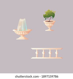 separate items for illustration park or street on a colored background