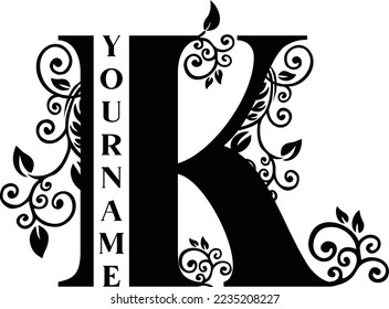 Separate K Letter Sublimation Vector design file, for mug, t-shirt, Flower vase, pillow case