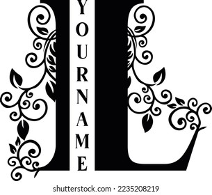 Separate L Letter Sublimation Vector design file, for mug, t-shirt, Flower vase, pillow case