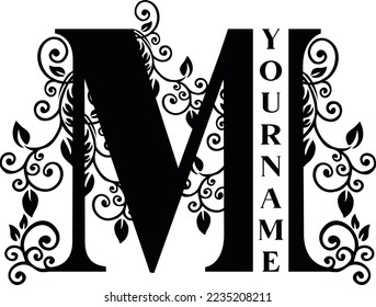 Separate M Letter Sublimation Vector design file, for mug, t-shirt, Flower vase, pillow case