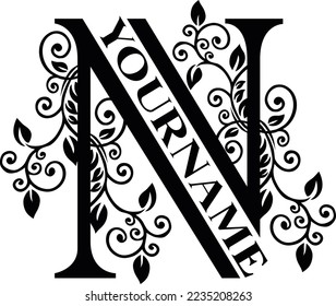 Separate N Letter Sublimation Vector design file, for mug, t-shirt, Flower vase, pillow case