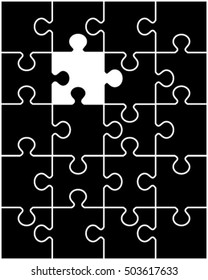 Separate pieces of black puzzle