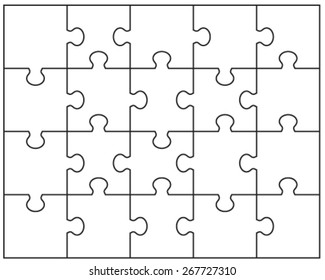 Separate pieces of white puzzle, vector