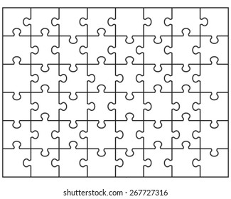 Separate pieces of white puzzle, vector