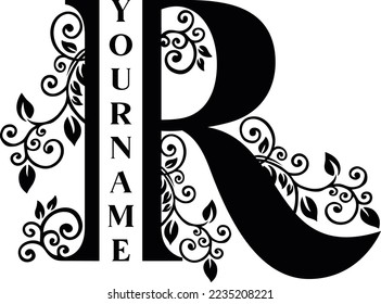 Separate R Letter Sublimation Vector design file, for mug, t-shirt, Flower vase, pillow case