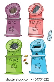 Separate rubbish collection - cartoon