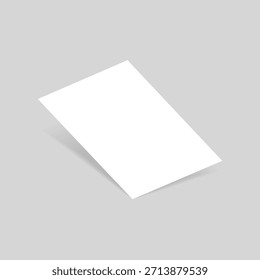 Una hoja separada de papel A4 sobre un fondo gris. Una maqueta de una carta, folleto, folleto, volante o tarjeta de invitación. Ilustración vectorial