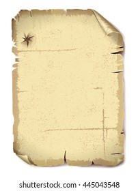 Separate sheet of old paper with hole and torn edges on white background isolated vector illustration