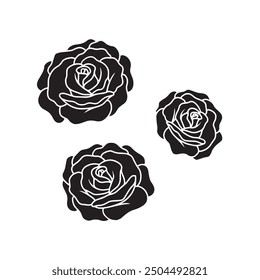 Separar rosas simples sobre fondo blanco, Arte vectorial
