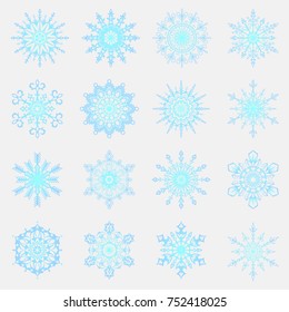 Separate Snowflakes Doodles icon Vector Rustic christmas clipart new year snow crystal illustration in flat style eps10