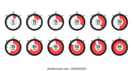 Separate stopwatch icon pack with different times every 5 minutes