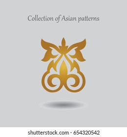 A separate vector pattern from the Asian collection. Luxurious gold Kazakh ornament for the background and design.