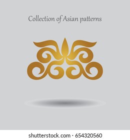 A separate vector pattern from the Asian collection. Luxurious gold Kazakh ornament for the background and design.