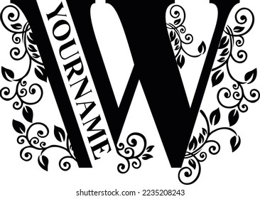 Separate W Letter Sublimation Vector design file, for mug, t-shirt, Flower vase, pillow case