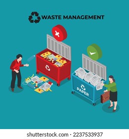 separate waste collection isometric 3d vector illustration concept for banner, website, illustration, landing page, flyer, etc.