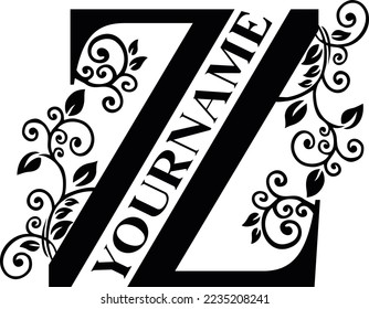 Separate Z Letter Sublimation Vector design file, for mug, t-shirt, Flower vase, pillow case