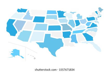 Separated American states map isolated on white background. Vector illustration 