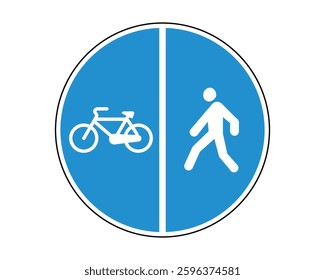 Separated Bicycle and Pedestrian Paths Road Sign - Traffic Regulation Symbol - High Quality Vectorial Graphic