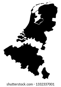 Separated Black Map of Benelux