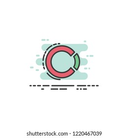 Separated colorful bar pie chart into two pieces. Flat modern vector icon illustration.