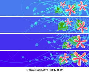 separated floral banner set